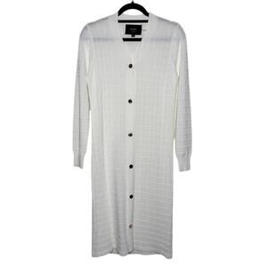Aleeza Paris White Textured Knit Longline Cardigan Dress – Small